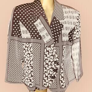 Blocked Paisley Brown and Cream Blazer Size Medium